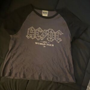 AC/DC Kids Raglan Tee in Gray and Black with World Tour Logo